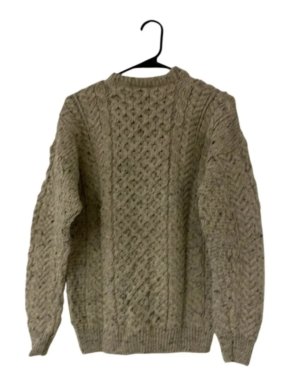 Connemara Knitwear Aran Sweater Small Beige Irish Fisherman Cable Knit Wool NWT